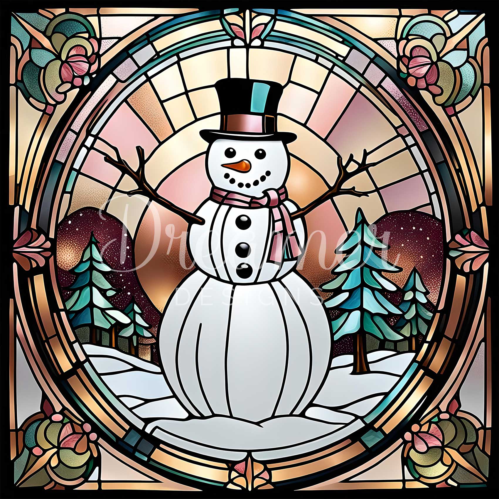 Stained Glass Snowman