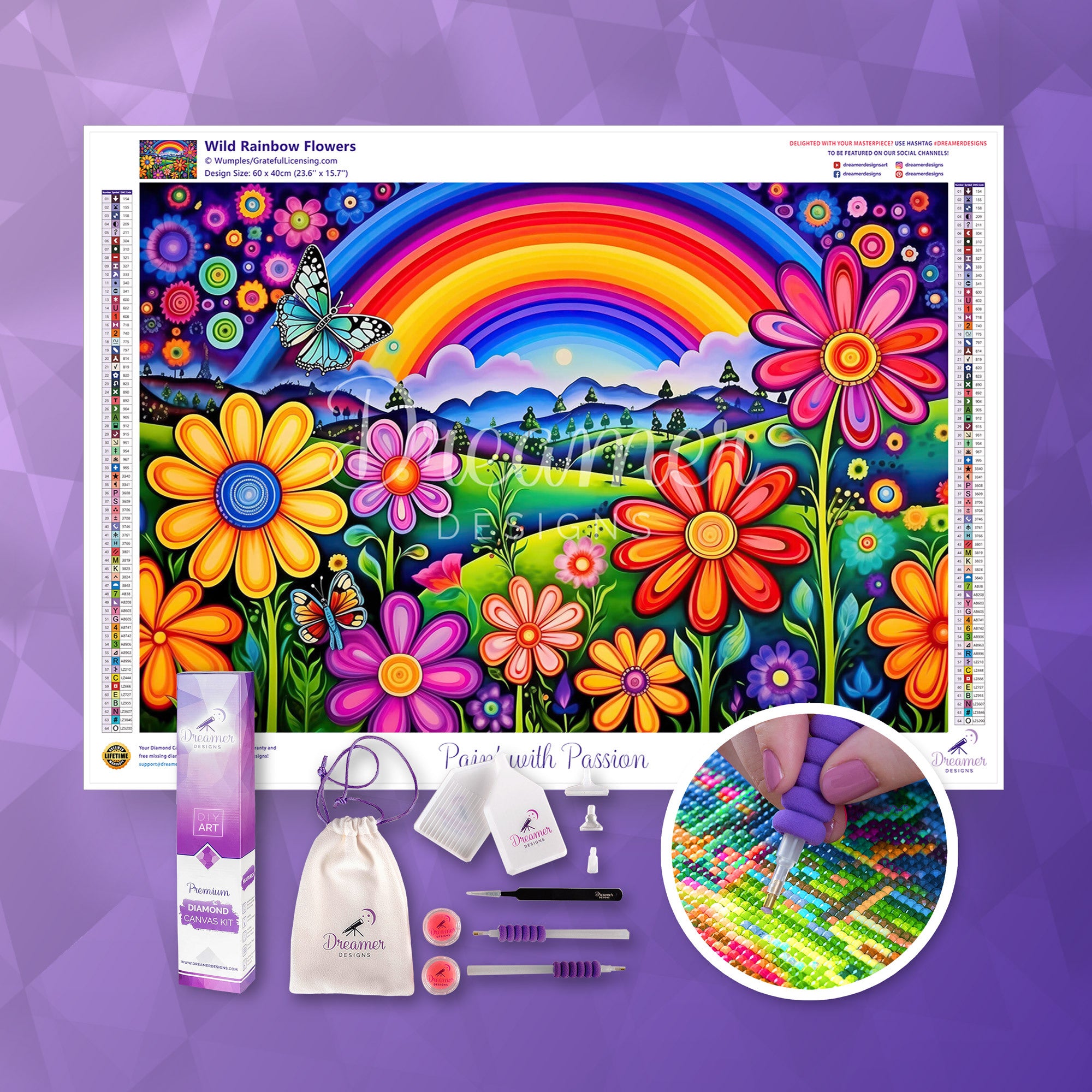 Dreamer Designs ダイヤモンドアート Rainbow Tulips Wild Rainbow Flowers – Dreamer Designs
