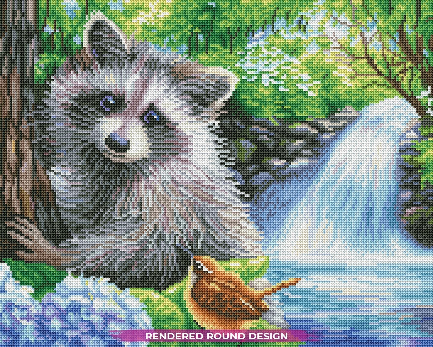 Woodland Friends by the Waterfall