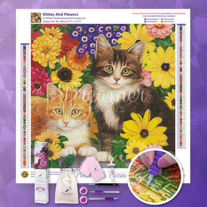 Kitties And Flowers