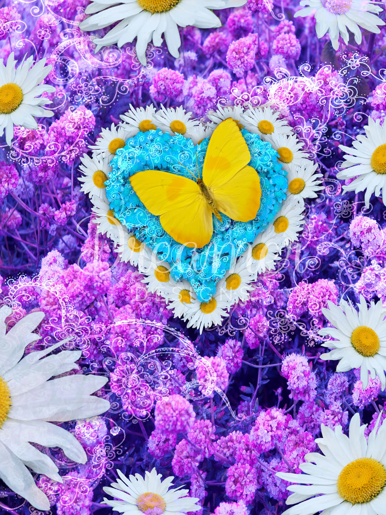 Butterfly Daisy Heart