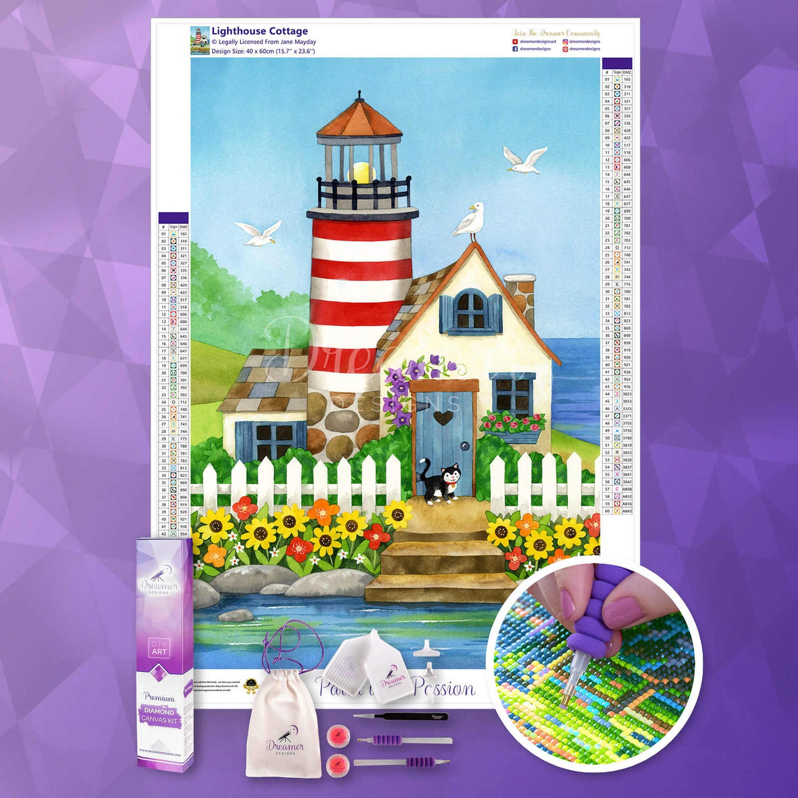 Lighthouse Cottage 5D Diamond Art Kit - Dreamer Designs